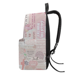Faith Quote Christian Backpack – God Is Good, Bible Verses, Pastel Scripture Design Bag.PLAF43