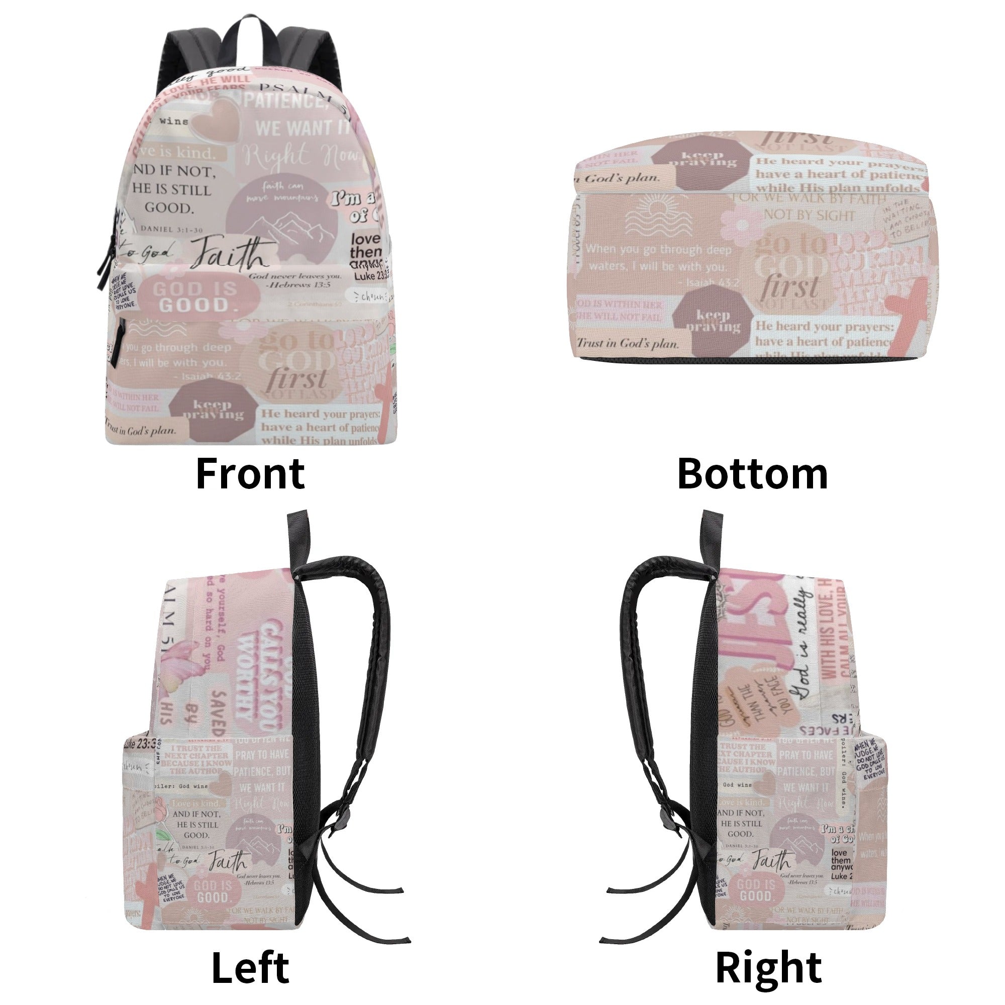 Faith Quote Christian Backpack – God Is Good, Bible Verses, Pastel Scripture Design Bag.PLAF43