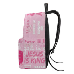 Pink Christian Backpack – Jesus Is King, Way Maker, Love Like Jesus, Faith Quote Girl Bag.PLAF44