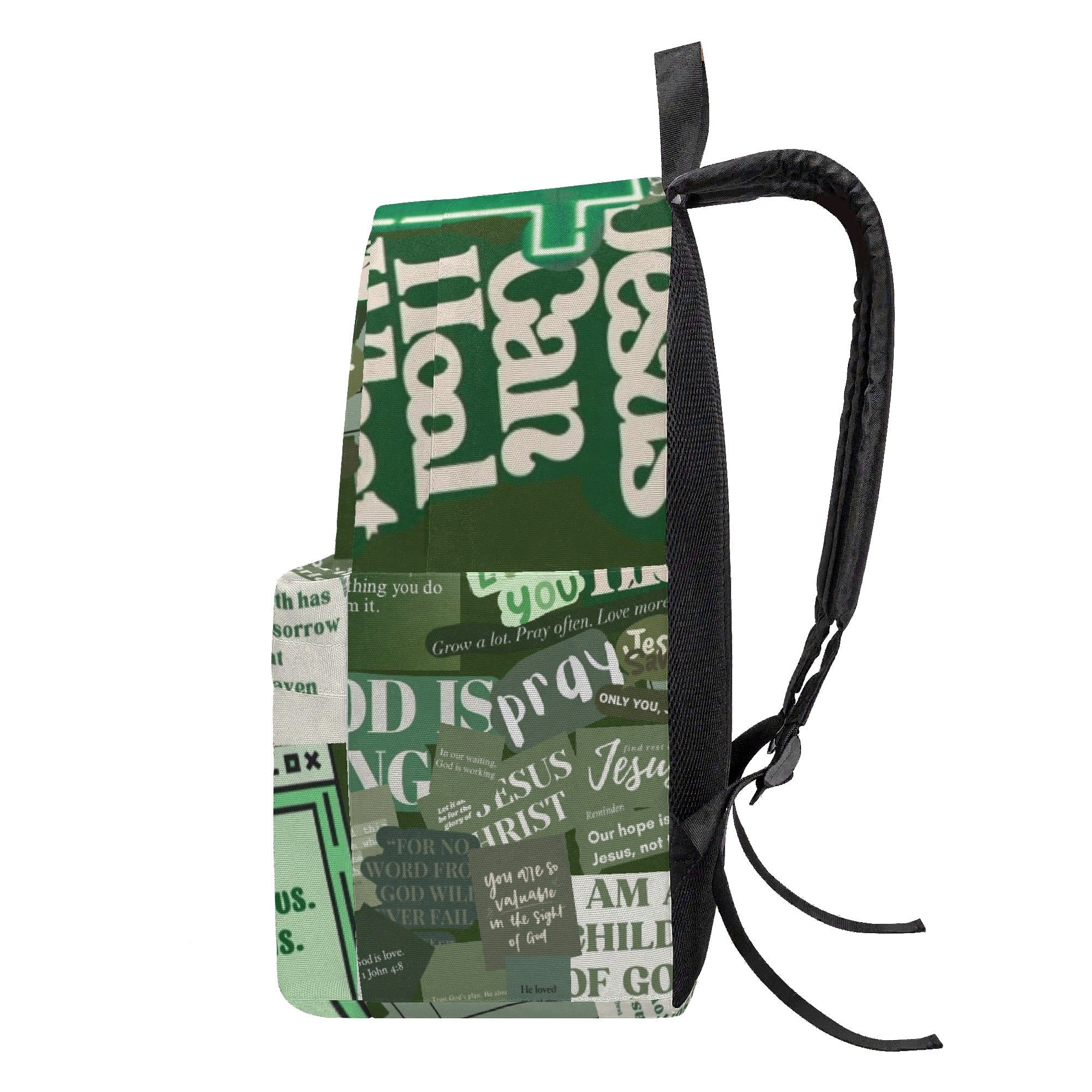 Christian Backpack With Bible Verses, Faith Inspired Green Backpack, Jesus Prayer Bookbag, Back to School Backpack, God is Working Backpack PLAF63