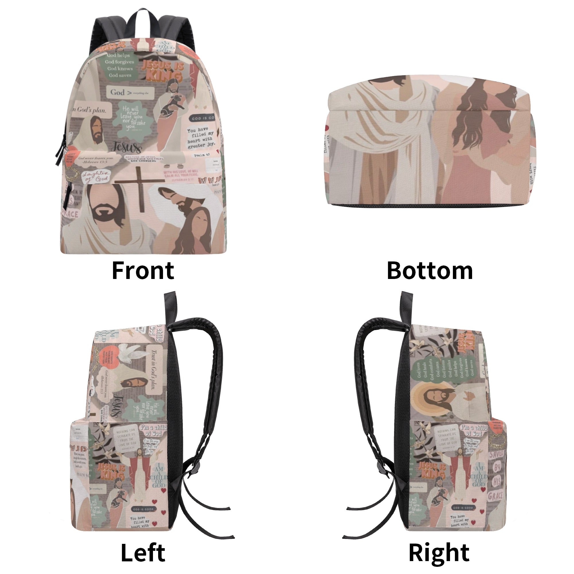 God Never Leave You Backpack, Jesus Backpack, Christian Jesus Backpack. PLAF13