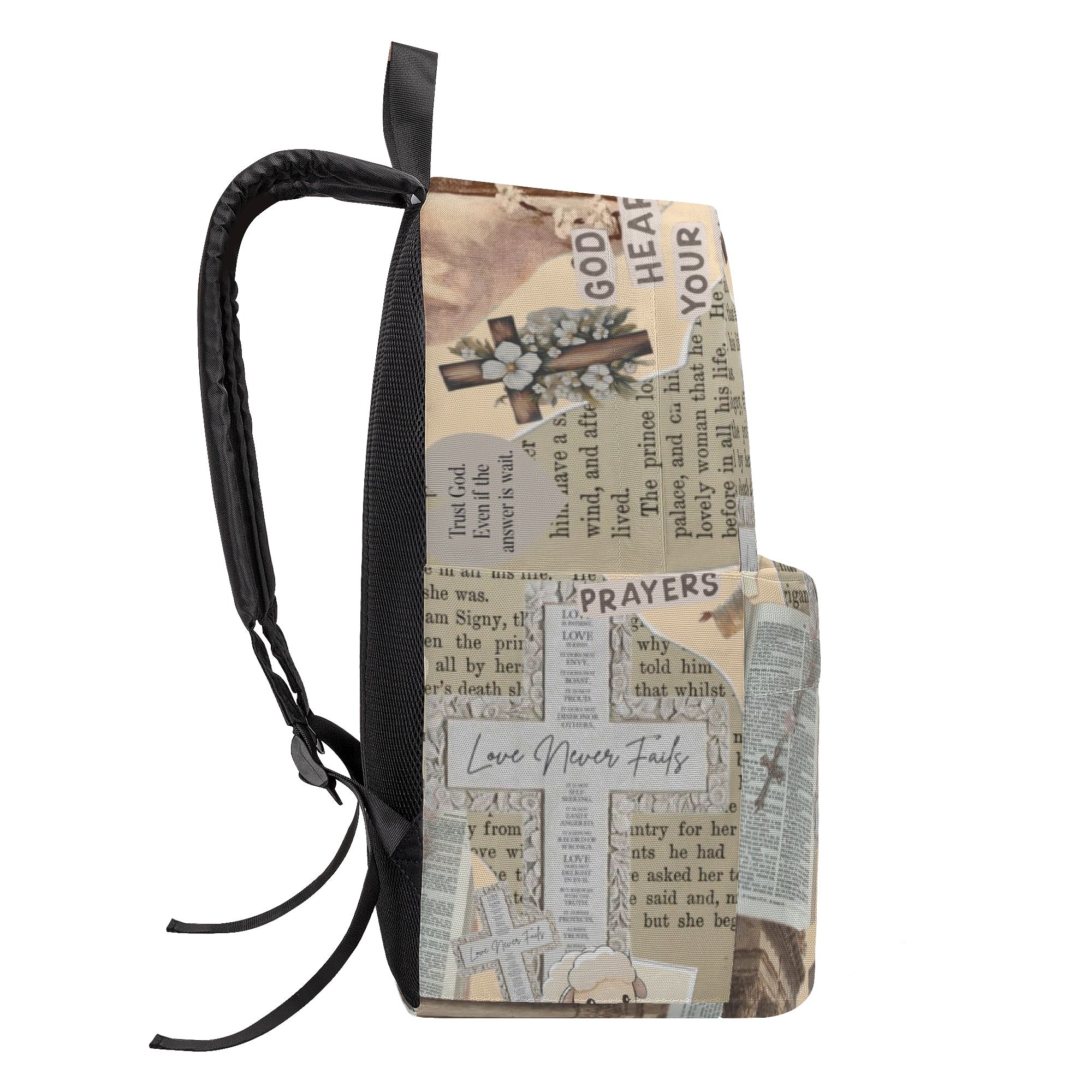 Love Never Fails Backpack, Jesus Backpack, Christian Jesus Backpack. PLAF16