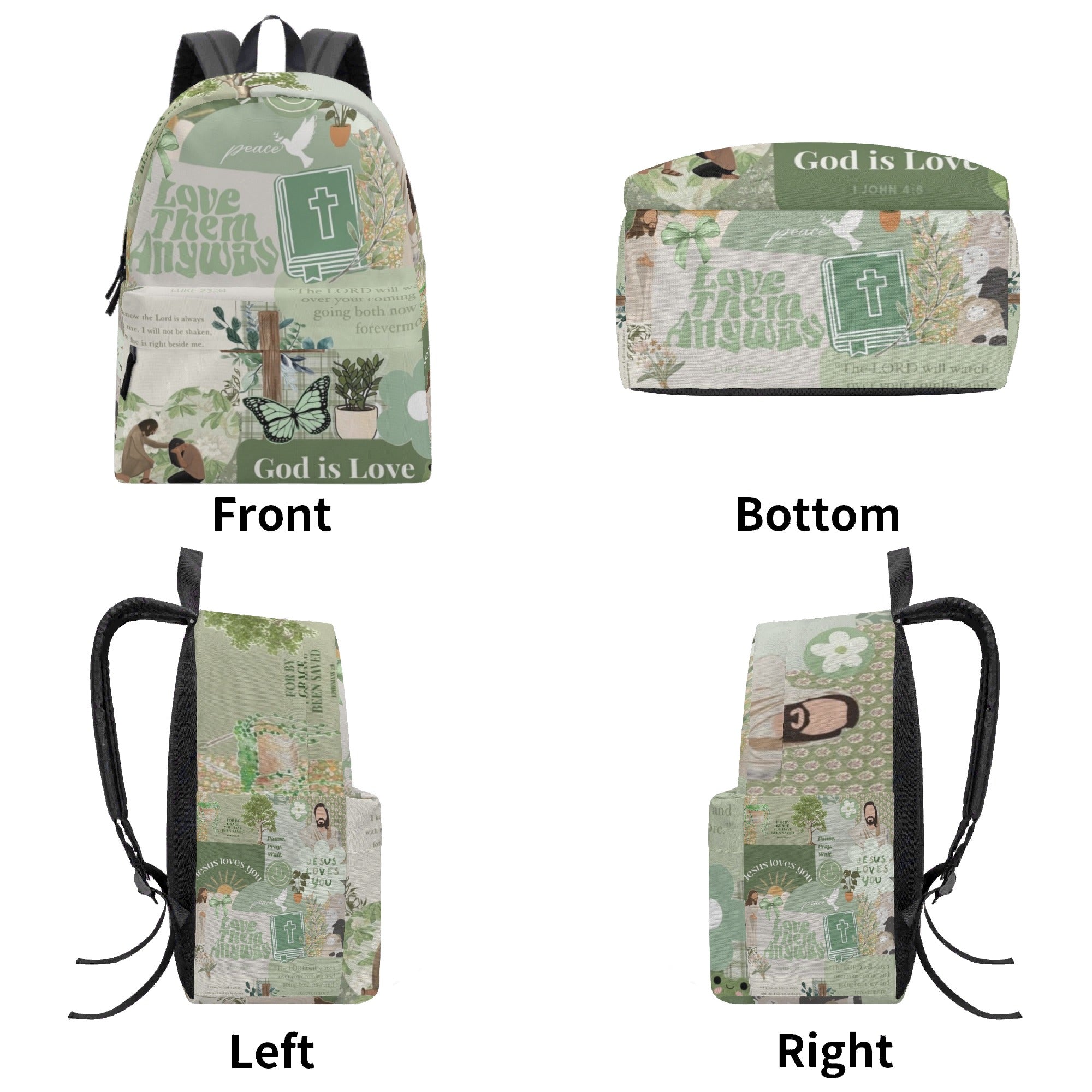 Christian Faith Backpack, Bible Verse Book Bag, God Is Love, Inspirational Scripture School Backpack, Religious Gift for Women & Teens PLAF60