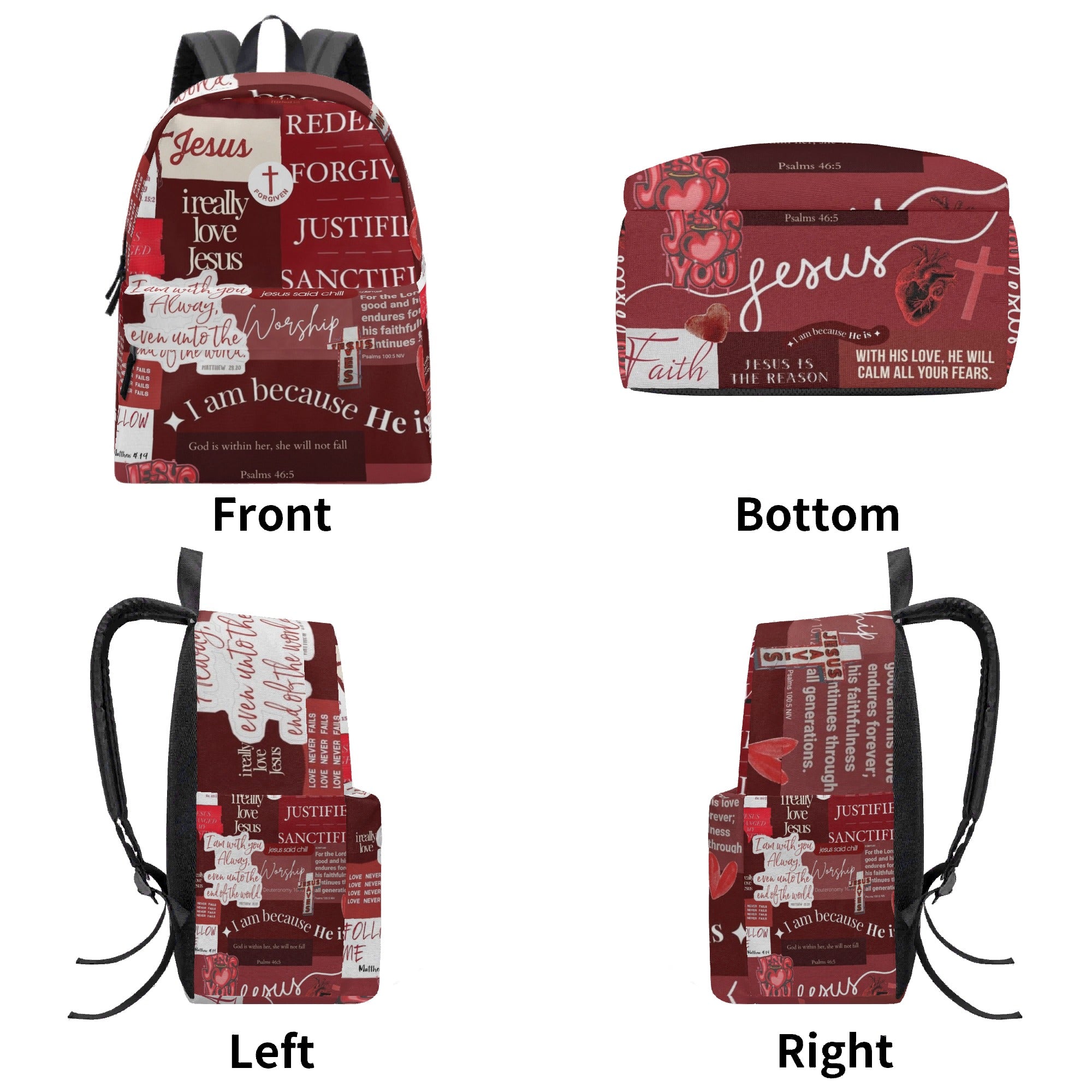 Christian Backpack With Bible Verses, Faith Inspired Red Backpack, Back to School Backpack, Religious School Bag For WomenPLAF64