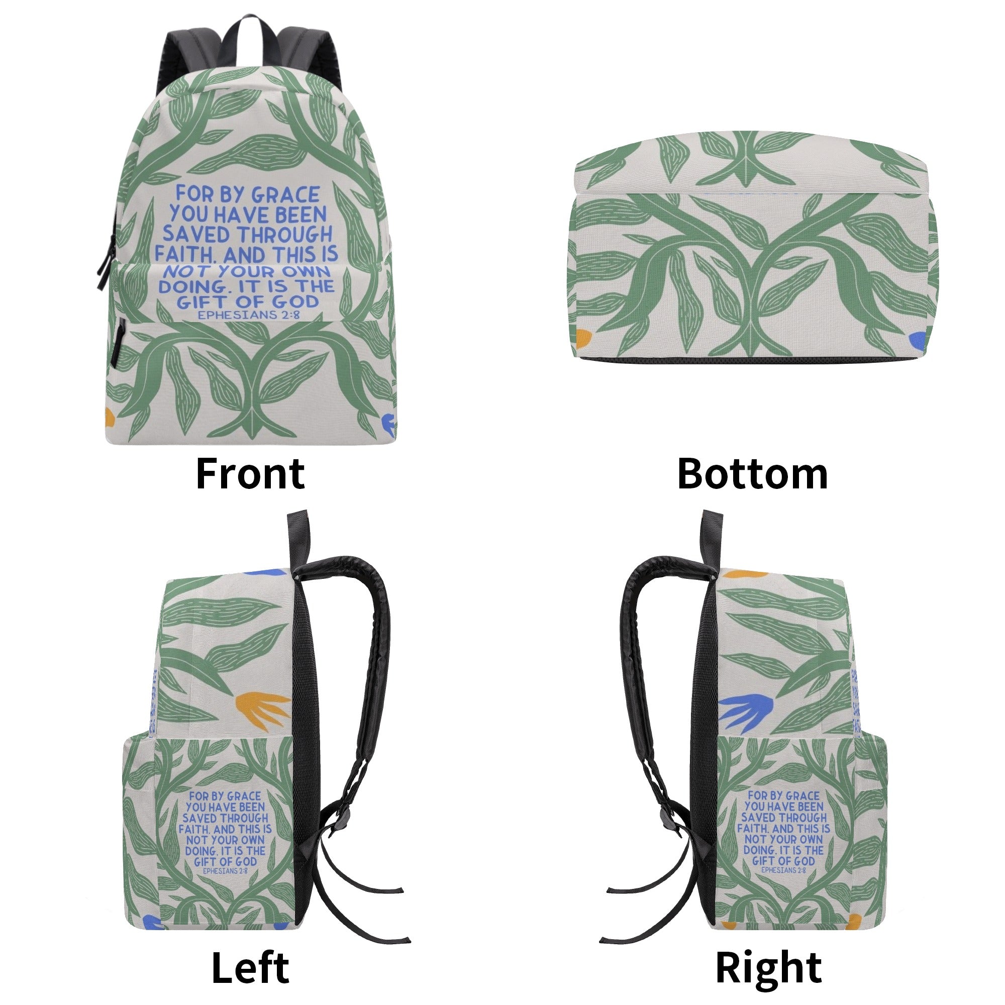 Saved by Grace Backpack, Ephesians 2:8 Bible Verse Backpack, Christian Faith Backpack, Inspirational Scripture School Bag, Gift of God Religious Bag.PLAF53