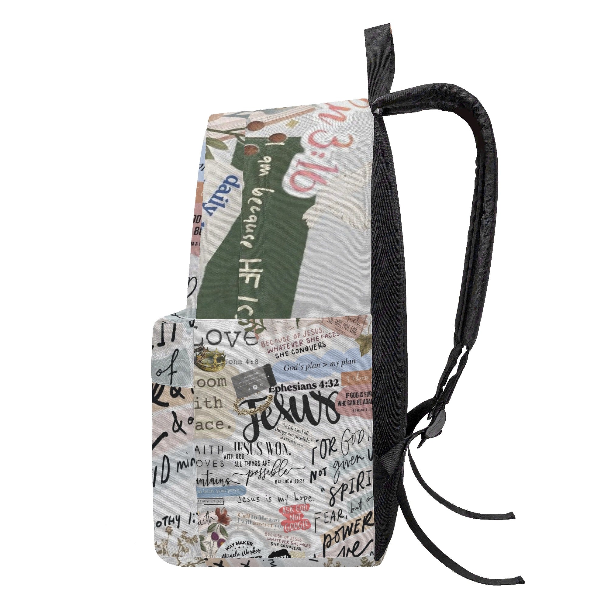 Jesus Scripture Backpack, Christian Bible Verse Book Bag, Faith-Based Inspirational Backpack, Religious Gift for Women, Teens, Students.PLAF59