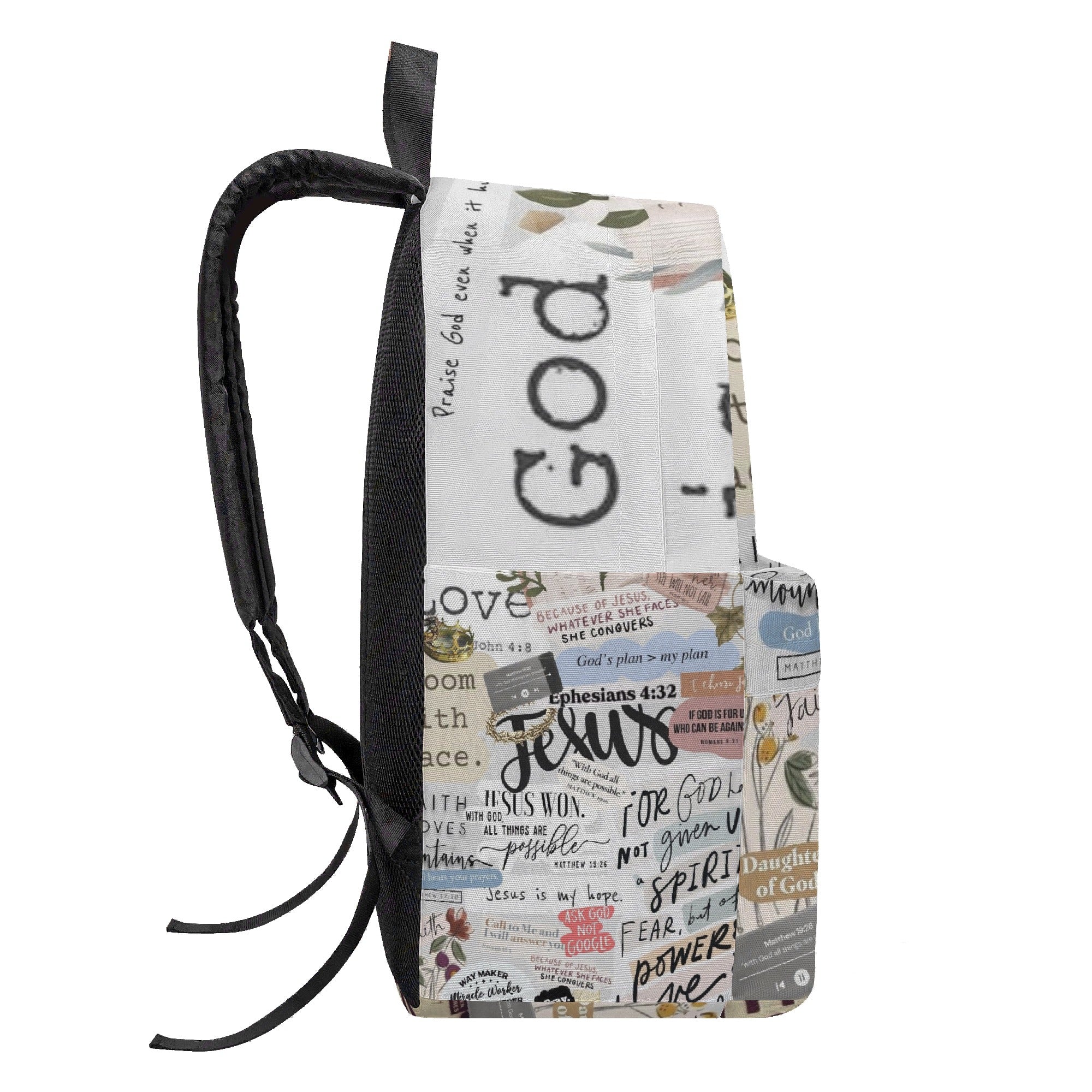 Jesus Scripture Backpack, Christian Bible Verse Book Bag, Faith-Based Inspirational Backpack, Religious Gift for Women, Teens, Students.PLAF59