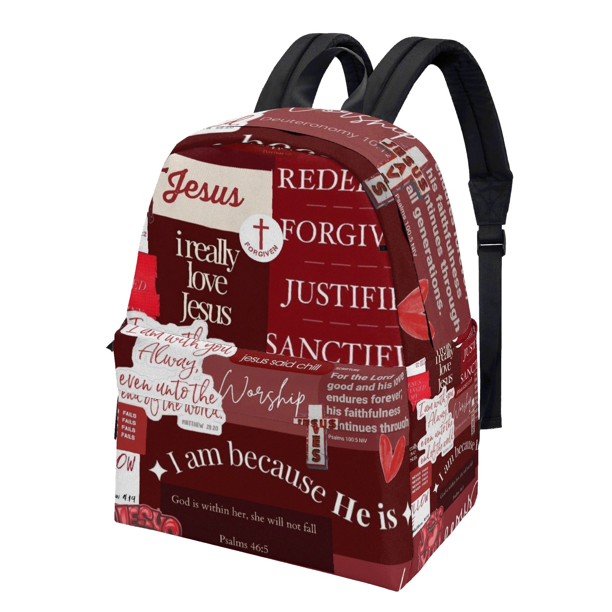 Christian Backpack With Bible Verses, Faith Inspired Red Backpack, Back to School Backpack, Religious School Bag For WomenPLAF64