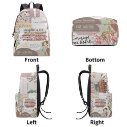 Christian Girl Backpack with Bible Verses – Floral Faith Quotes, Forgiven & Chosen Design. PLAF30