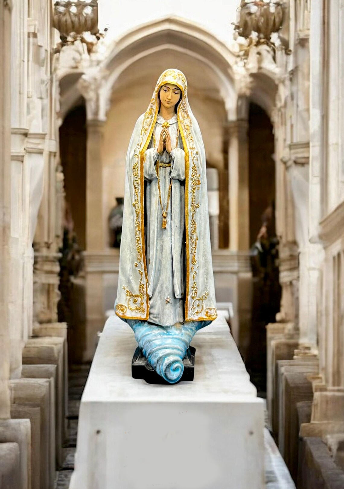 Blessed Virgin Mary Resin Statue, Handcrafted Sacred Art for Christian Home Decor