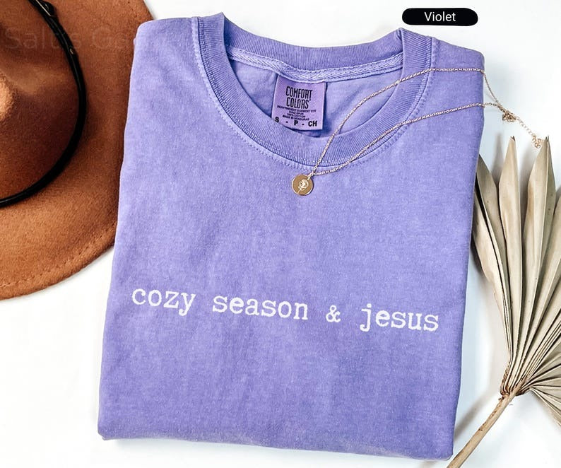 Comfort Colors Fall Christian Shirt, Minimalist Cozy Season & Jesus T-shirt, Christian Thanksgiving Tee, Faith Gift Women Men Autumn Outfit