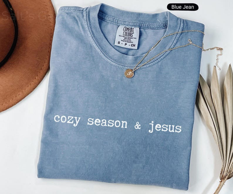 Comfort Colors Fall Christian Shirt, Minimalist Cozy Season & Jesus T-shirt, Christian Thanksgiving Tee, Faith Gift Women Men Autumn Outfit