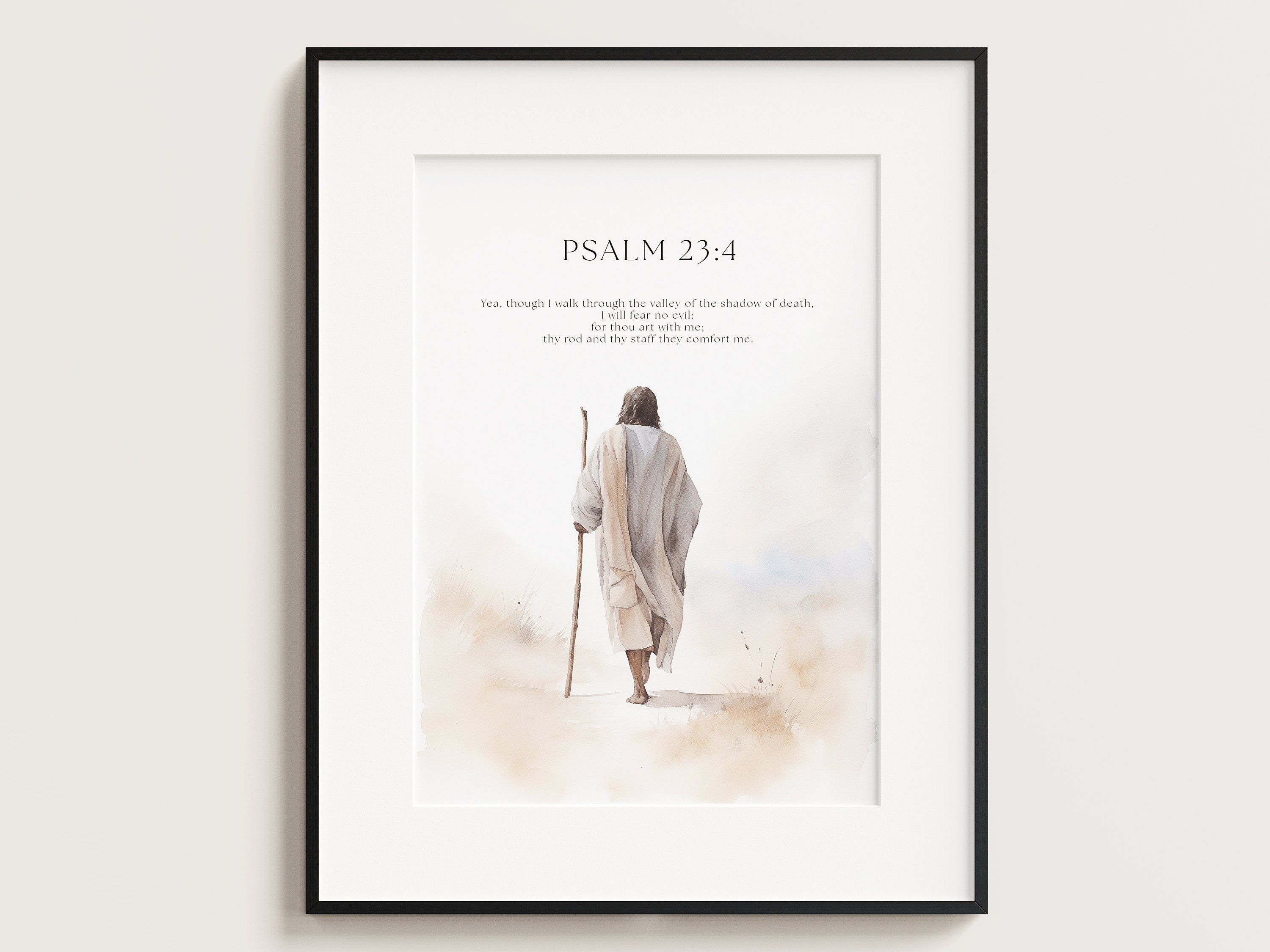 Set of 3 Bible Verse, Psalm 23:4, Jeremiah 29:11, Psalm 91:2, Jesus Painting, Print, Jesus Portrait, Jesus Wall Art, Inspirational Quotes