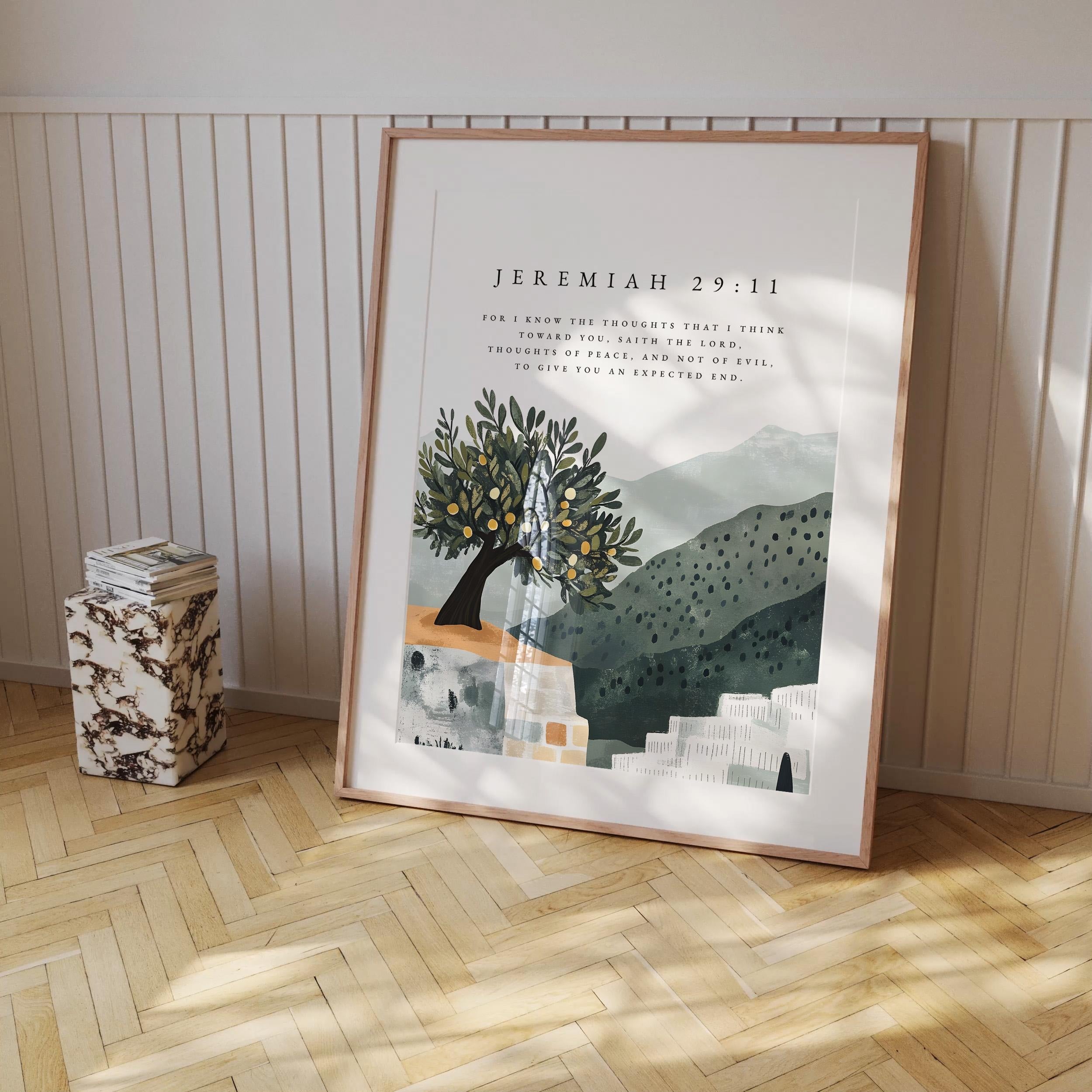 Set of 3 Bible Verse, Psalm 23:4, Jeremiah 29:11, Psalm 91:2, Jesus painting, Print, Jesus portrait, Jesus wall art, Inspirational quotes