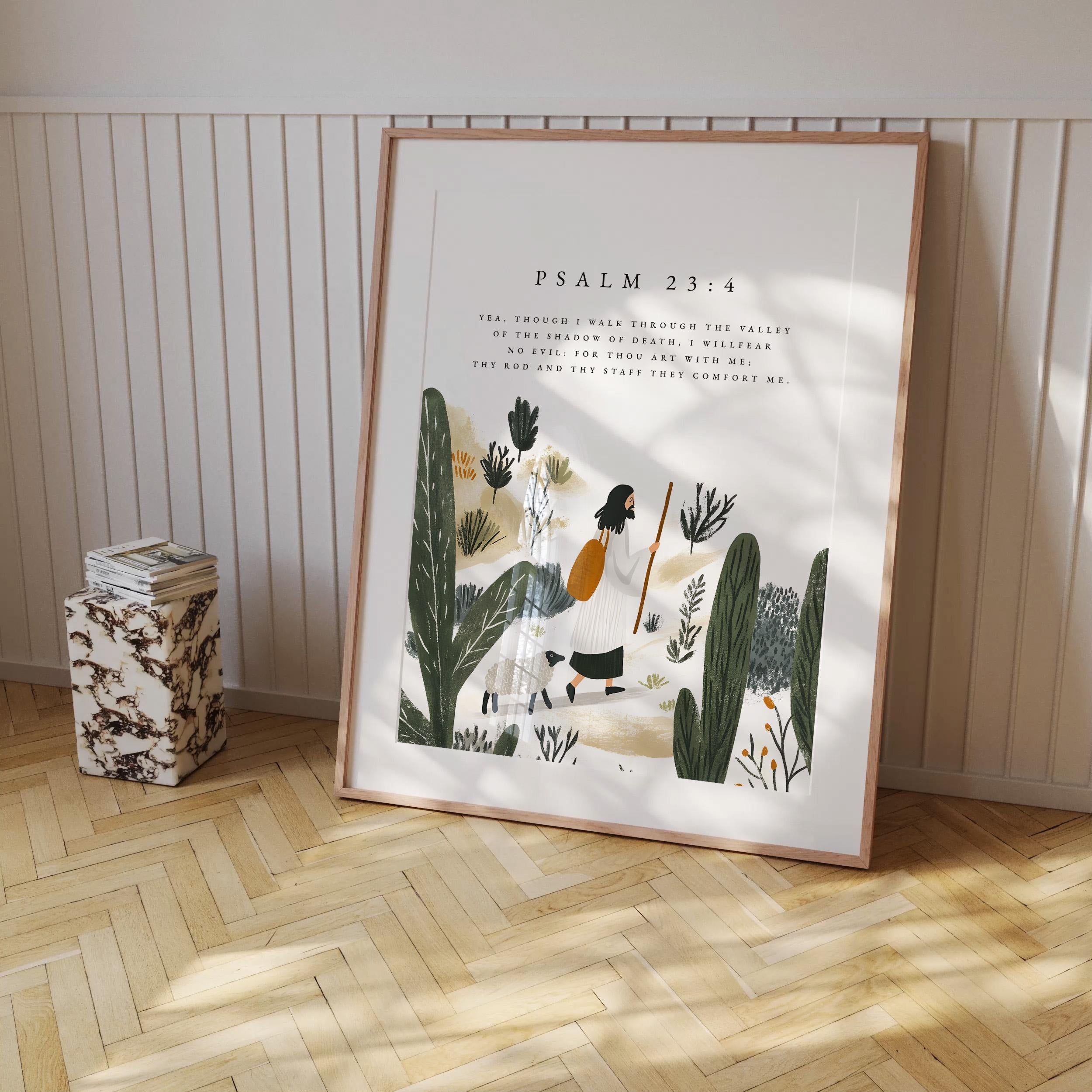 Set of 3 Bible Verse, Psalm 23:4, Jeremiah 29:11, Psalm 91:2, Jesus painting, Print, Jesus portrait, Jesus wall art, Inspirational quotes