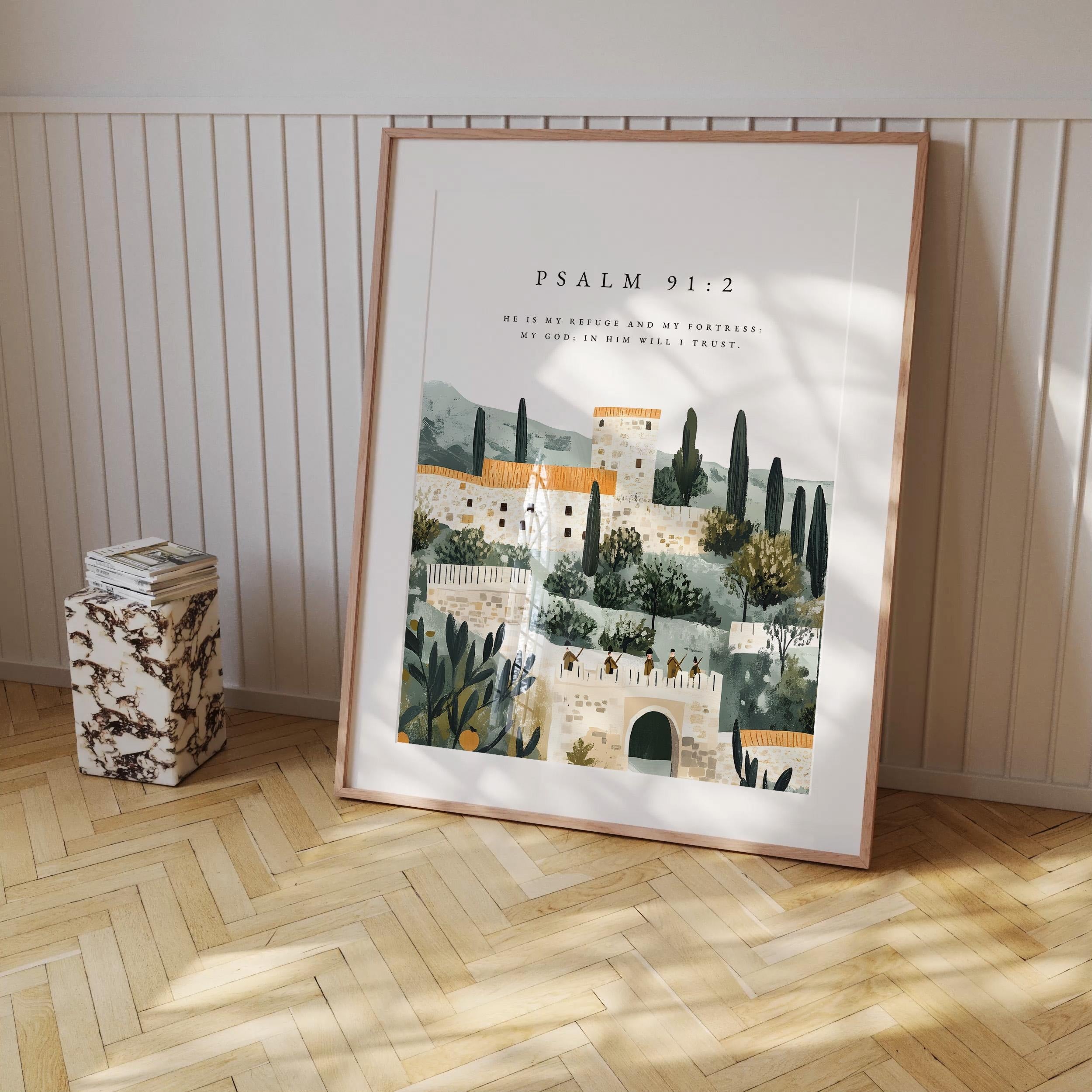 Set of 3 Bible Verse, Psalm 23:4, Jeremiah 29:11, Psalm 91:2, Jesus painting, Print, Jesus portrait, Jesus wall art, Inspirational quotes