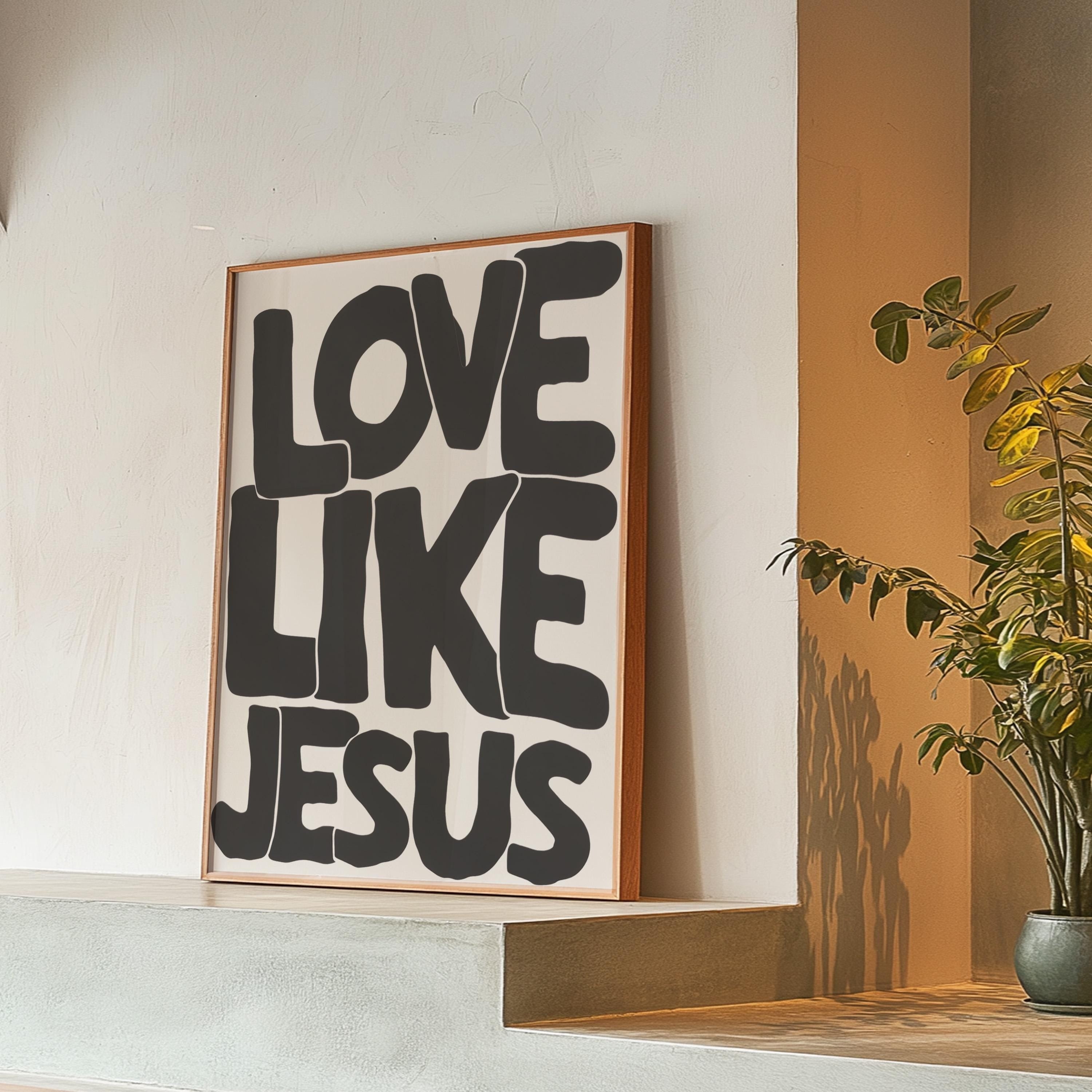 Modern Christian Wall Decor, Love Like Jesus Christian Poster Retro Christian WallArt, Christian Gifts Digital Art, Printable decor