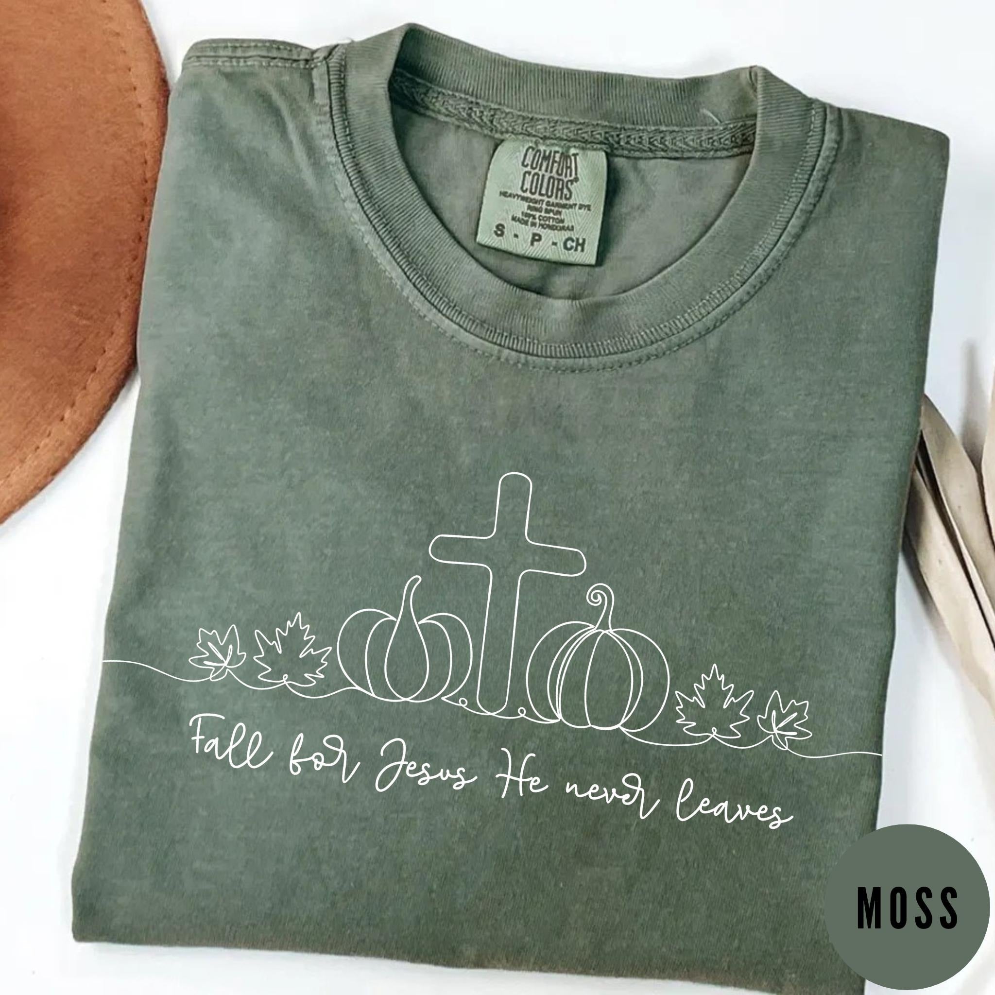 Comfort Colors Fall for Jesus Shirt, Christian Fall Tee, Bible Verse Shirt for Women, Cute Religious Gift, Faith Based Autumn Tshirt