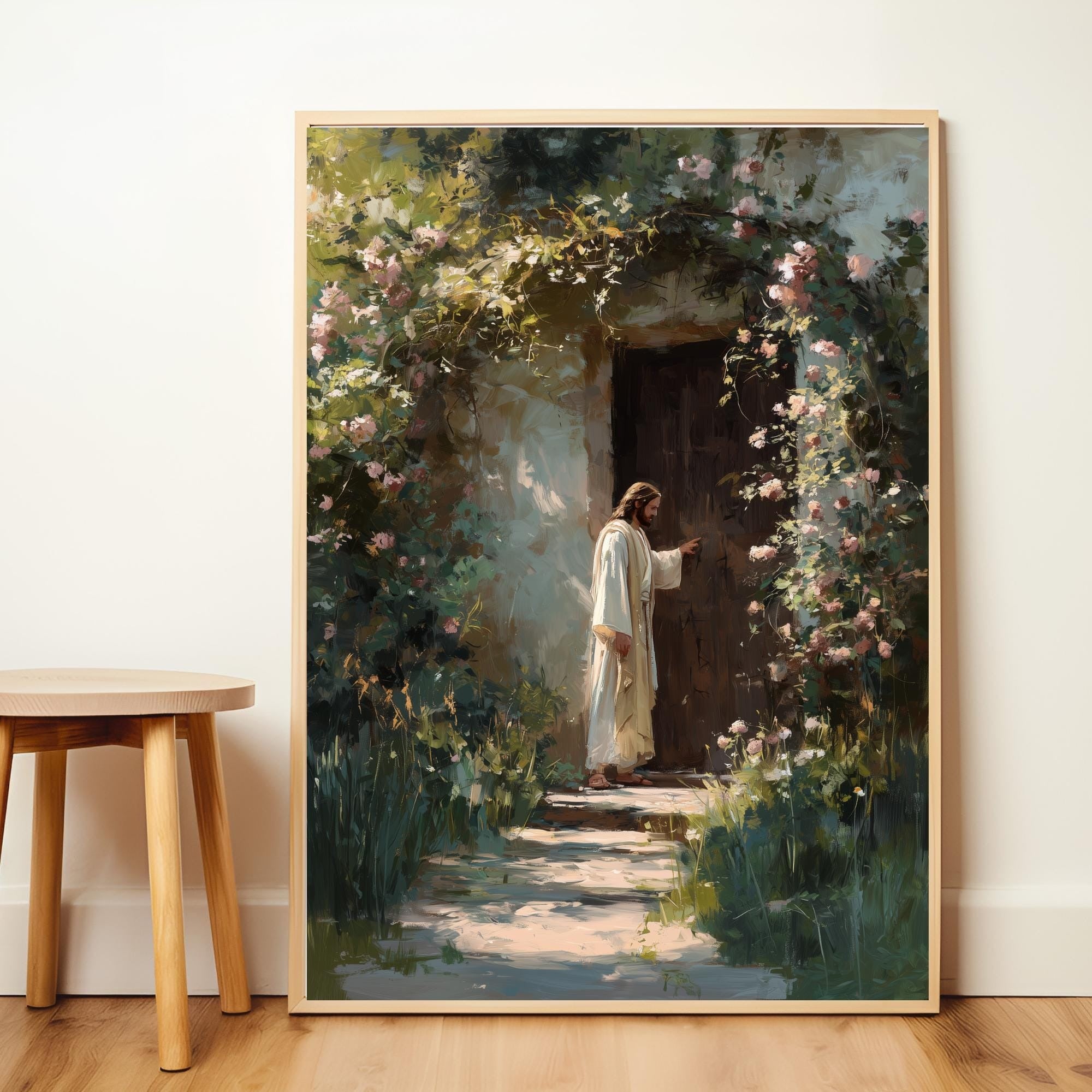 Jesus Knocking at the Door Art Print, Jesus Wall Art, Jesus Printable, Religious Home Decor, Faith Based Art, Christian Art Print, Bible Art