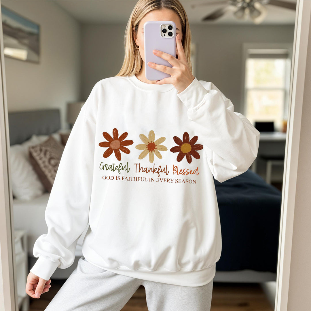 Grateful Thankful Blessed Shirt, Boho Fall Floral Christian Sweatshirts, Faith Based Autumn Sublimation, Christian Fall Shirts, Fall Religious ILAF62