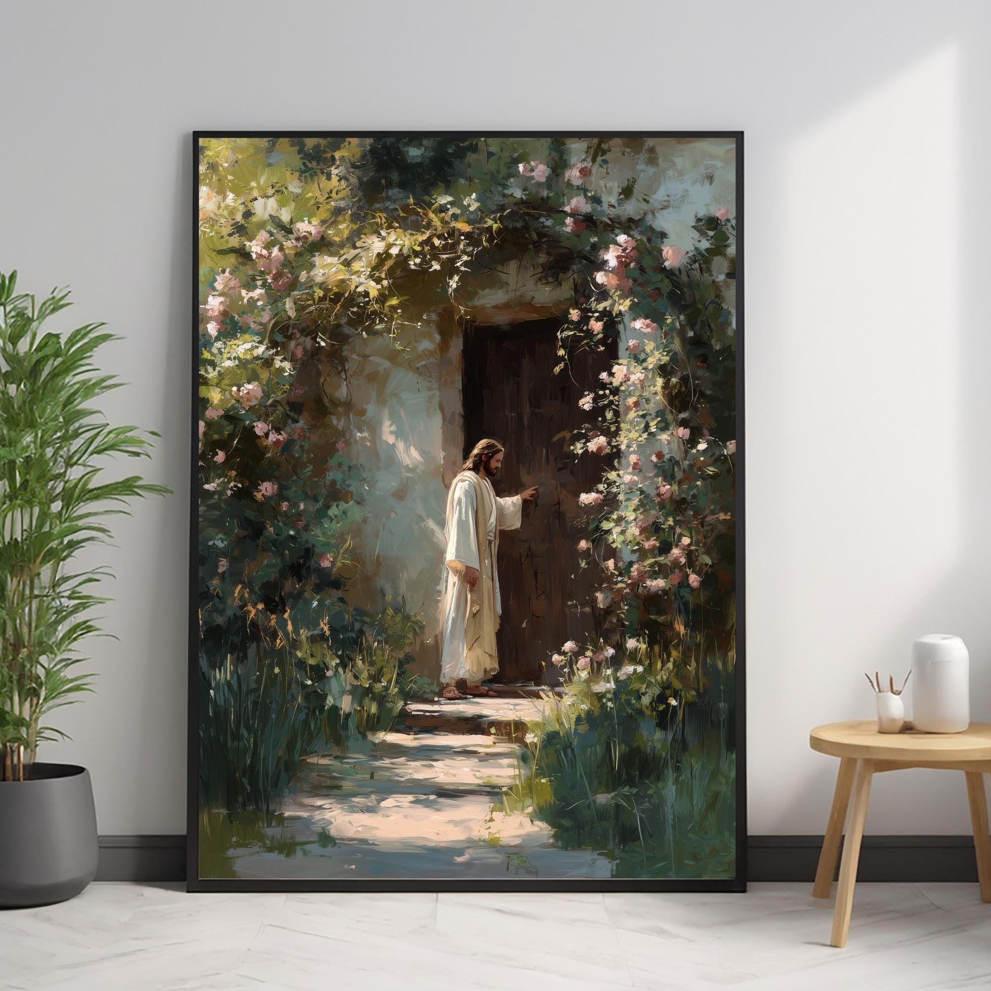 Jesus Knocking at the Door Art Print, Jesus Wall Art, Jesus Printable, Religious Home Decor, Faith Based Art, Christian Art Print, Bible Art