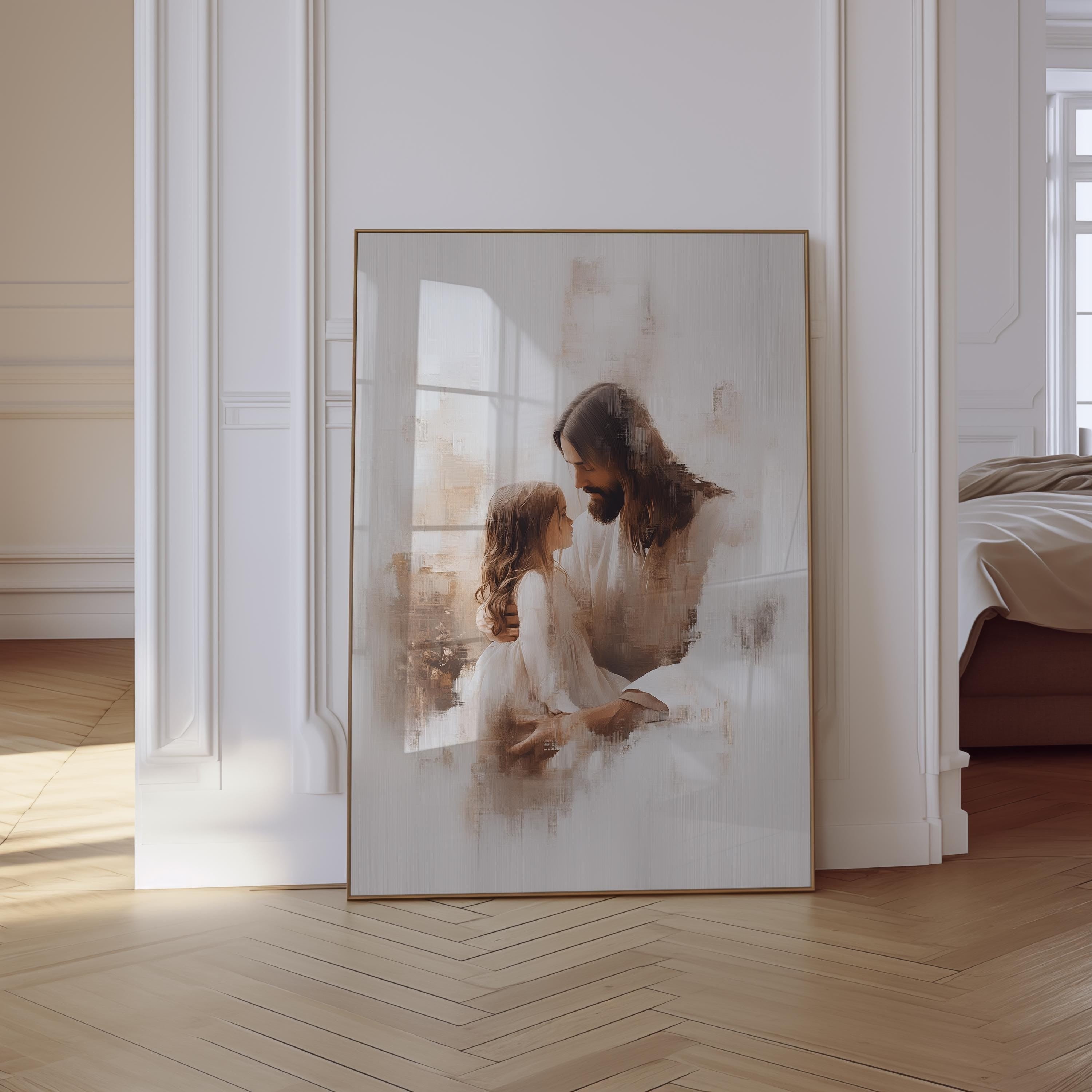 Set of 3 Jesus with the Children Poster, Jesus and Kids Printable Bible Story Art, Modern Christian Home Decor