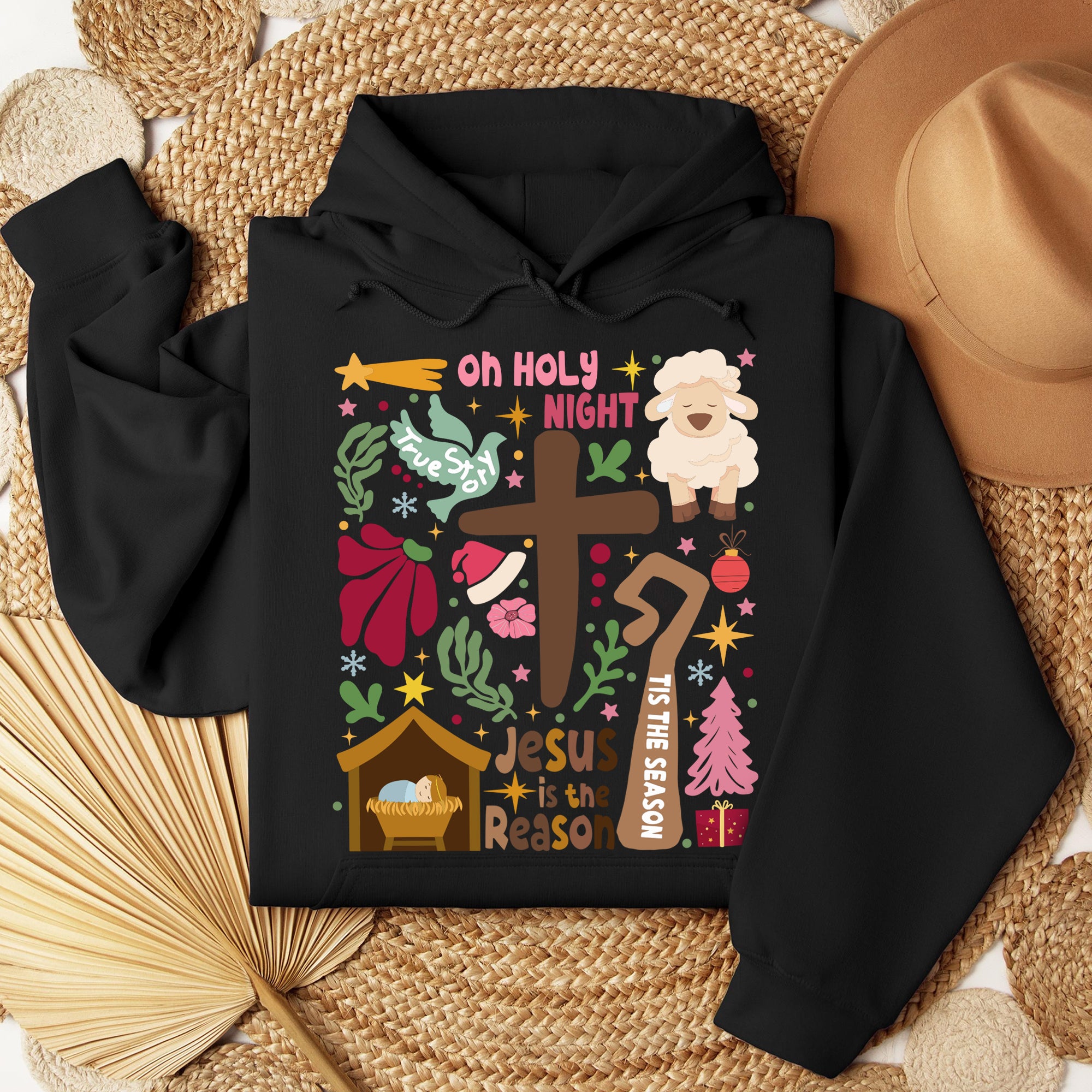 Oh Holy Night Christmas Sweatshirt, Jesus Christmas  Sweatshirt, Jesus is the reason Sweatshirt. ILAF11