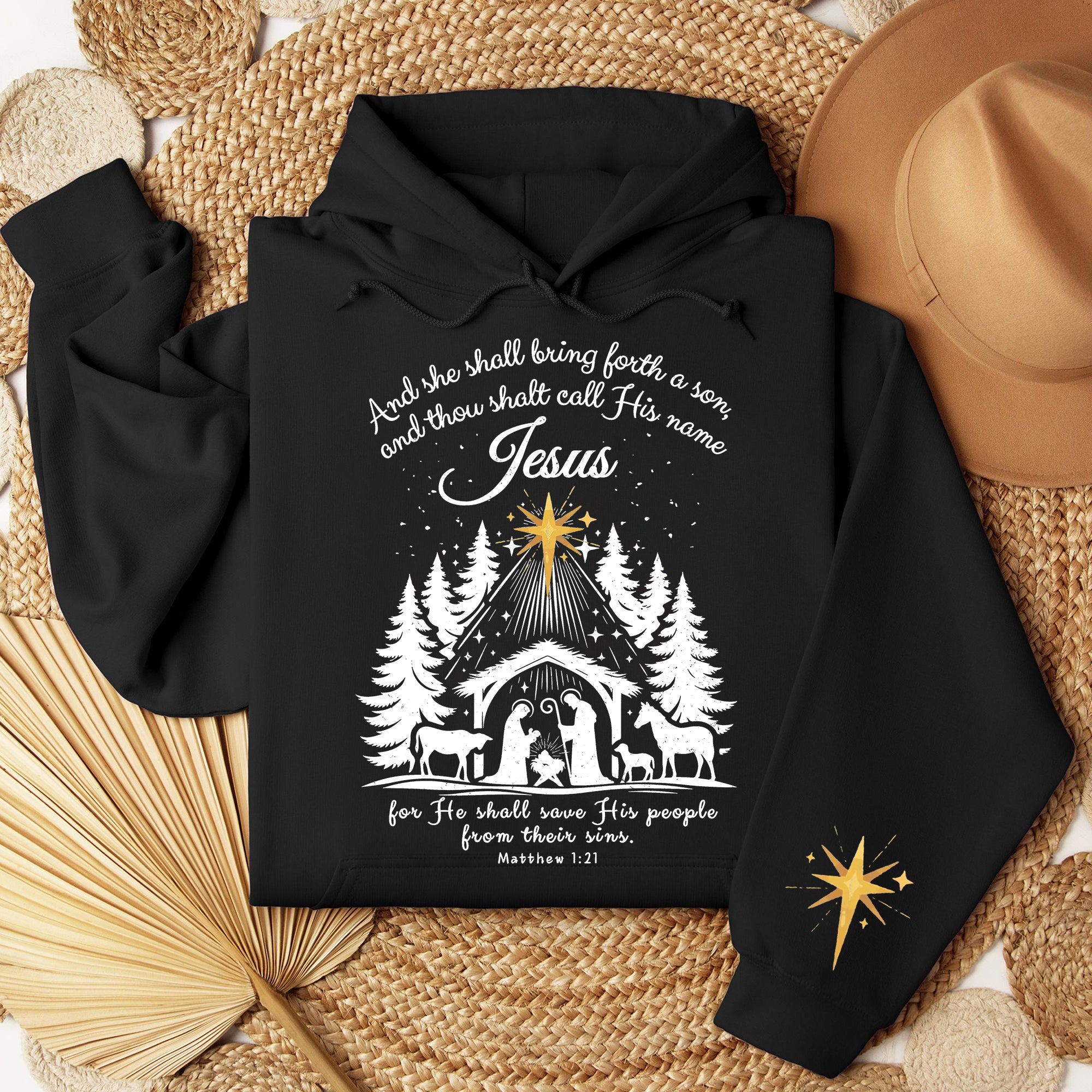 Jesus Christmas Sweatshirt, She Shall Bring Forth a Son Sweatshirt, Nativity Scene Sweatshirt. ILAF14