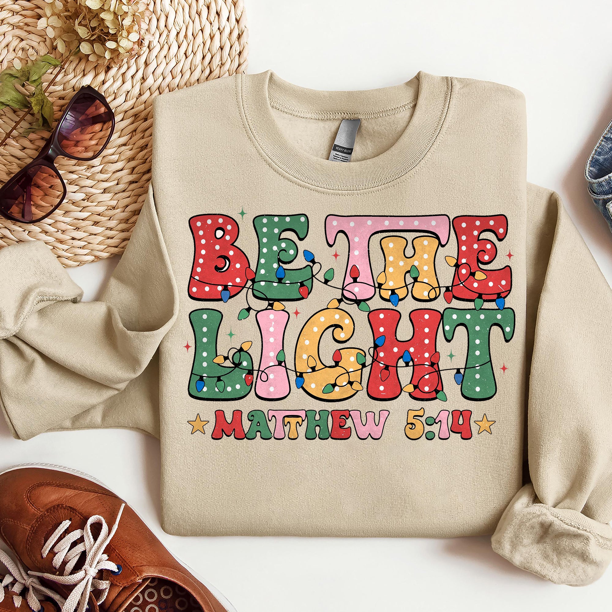 Be The Light Matthew Christmas Sweatshirt, Nativity Scene Sweatshirt, Coquette Jesus Christmas . ILAF19