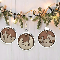 Ideas For Christmas Trees, Nativity Scene Pendant Wooden Hollow Pendant Decor Lovely, Christian Christmas Ornaments DCLAF35