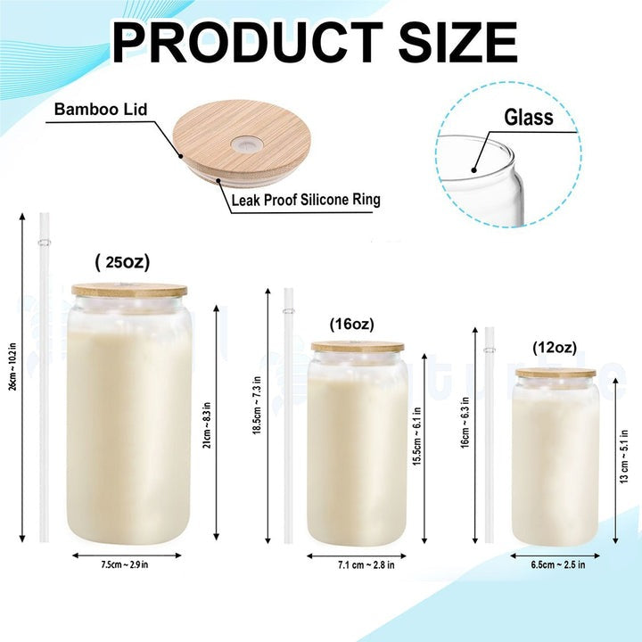 Christian Glass Can with Bamboo Lid and Straw, Pray More Worry Less Cup, Cross and Dove Scripture Iced Coffee Tumbler Gift GCLAF44