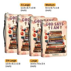 God Says I Am Leather Book Cover, Personalized Leather Bible Cover, Christian Gift, Bible Covers Jesus Gifts