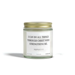 Candle Prayer Space Christian Home Decor Faith Based Gift Philippians 4:13 Scripture, Can Do All Things Through Christ Who Strengthens Me, Chirstmas Gitfs CDLAF14