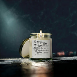 Christian Jesus Candle, God Says I Am, Inspirational Bible Verses, Unique Gift for Christmas, Strength, Beauty, Forgiveness CDLAF18