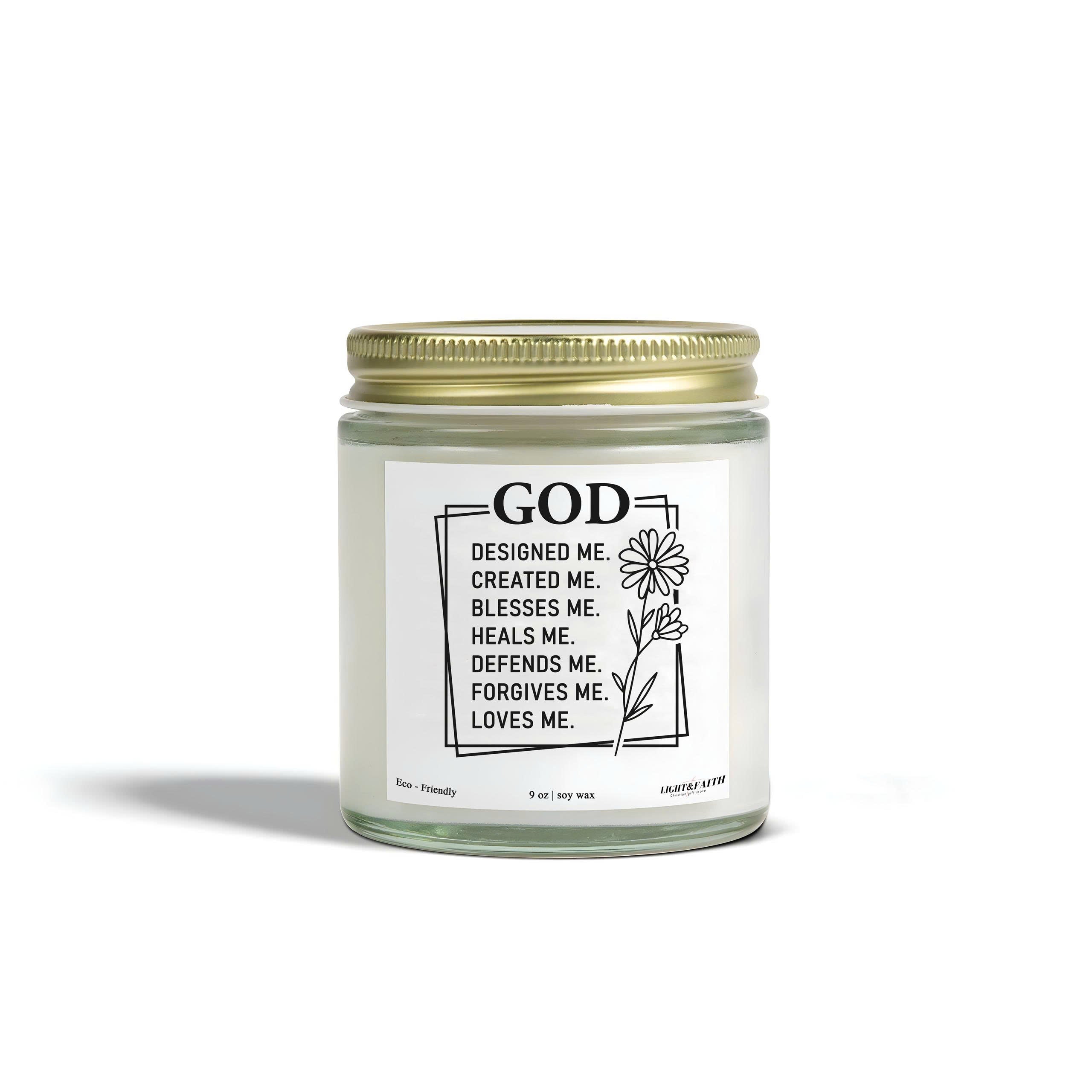 God Designed Me Christian Candle, Uplifting Bible Verses, Inspirational Gift for Women, Blesses, Heals, Forgives, Loves CDLAF22