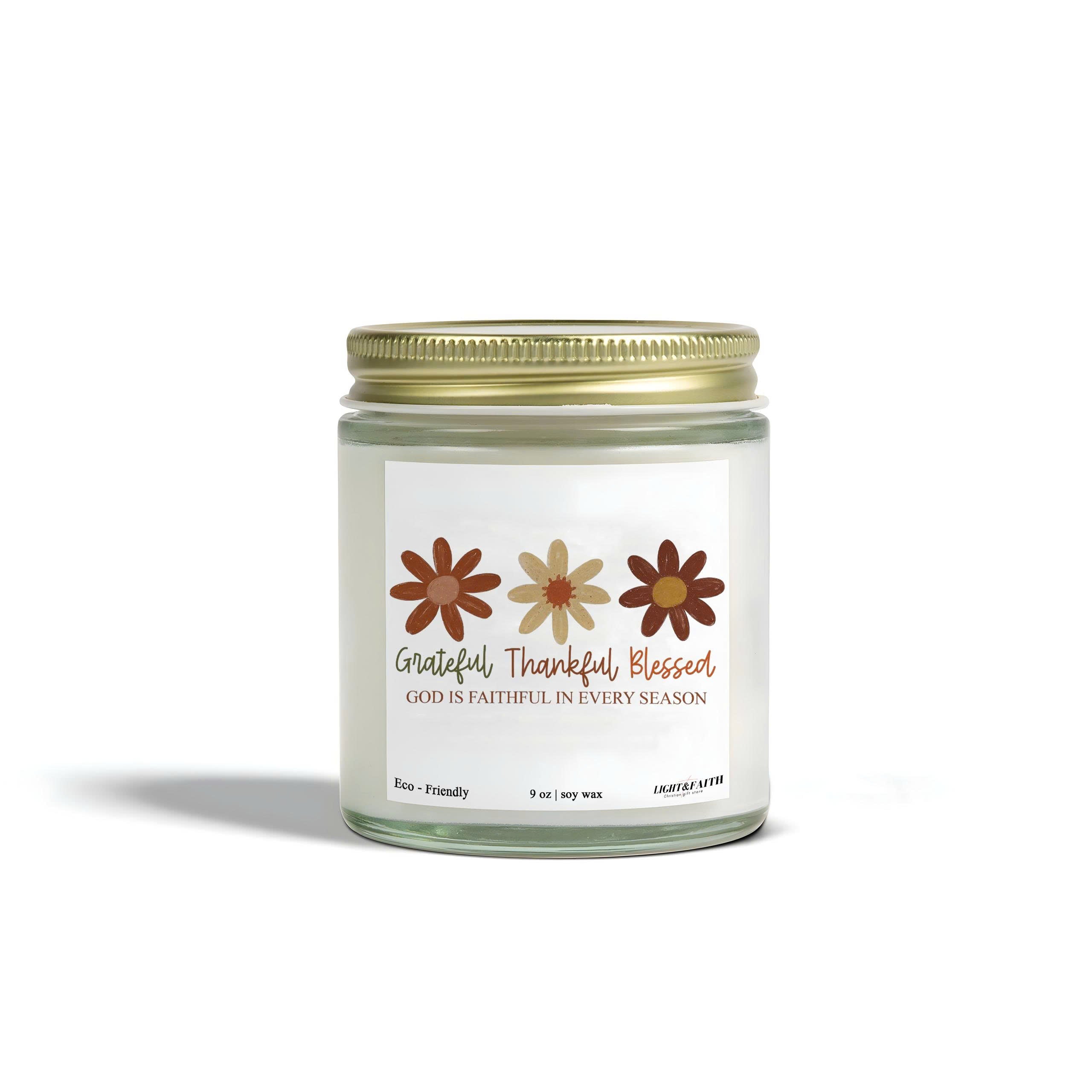 Grateful, Thankful, Blessed Candle, God is Faithful in Every Season, Inspirational Christian Candle, Uplifting Gift for All Seasons CDLAF29